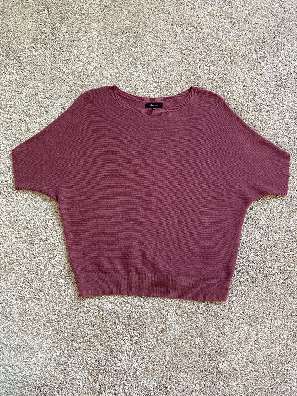 Quince • Lightweight Cotton Cashmere Link-Stitch Dolman Sweater Crushed Berry